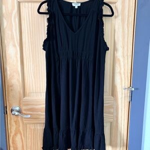 Umgee Black Sleeveless V-Neck Ruffle-Hem Mini Dress